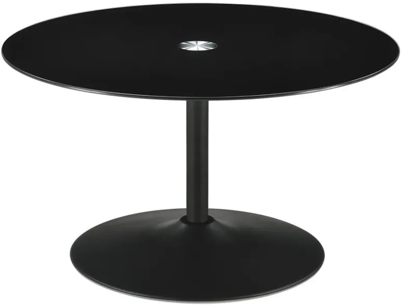 Ganso - Round Metal Coffee Table With Tempered Glass Top - Black