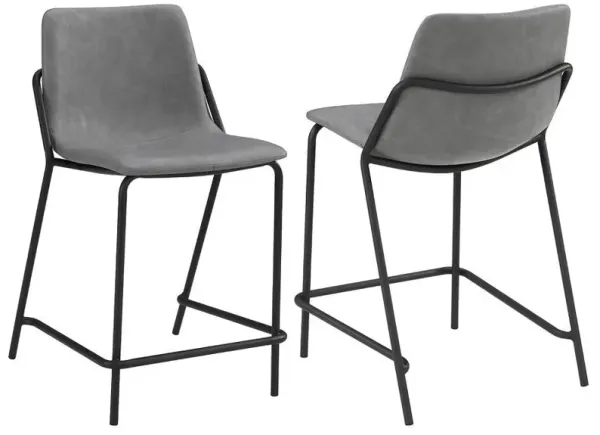 Earnest - Solid Back Upholstered Stools (Set of 2)