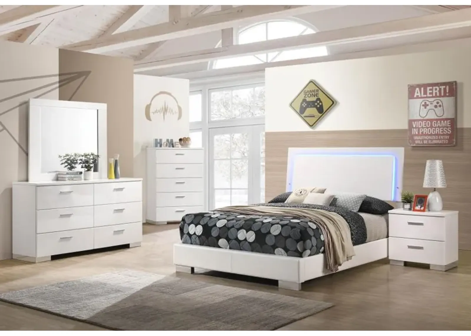 Felicity - Contemporary High Gloss Bedroom Set