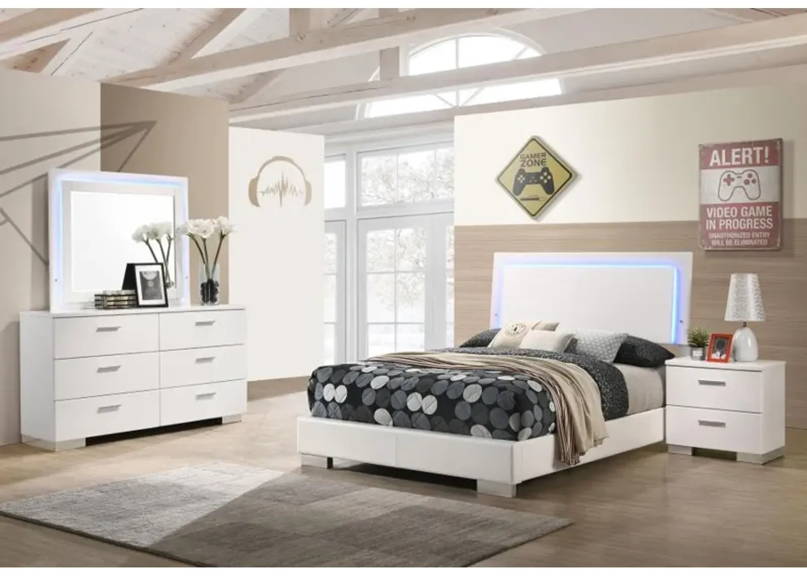 Felicity - Bedroom Set With Led Headboard And Mirror