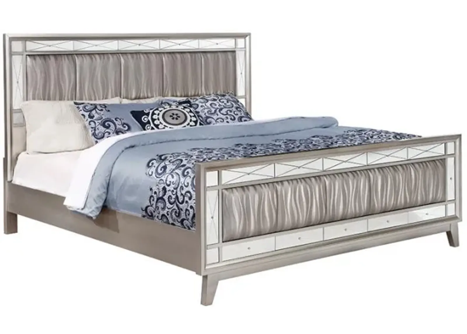 Leighton - Kids & Teens Panel Bed with Mirrored Accents