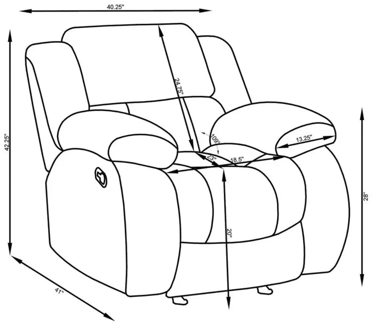 Weissman - Upholstered Padded Arm Glider Recliner - Gray