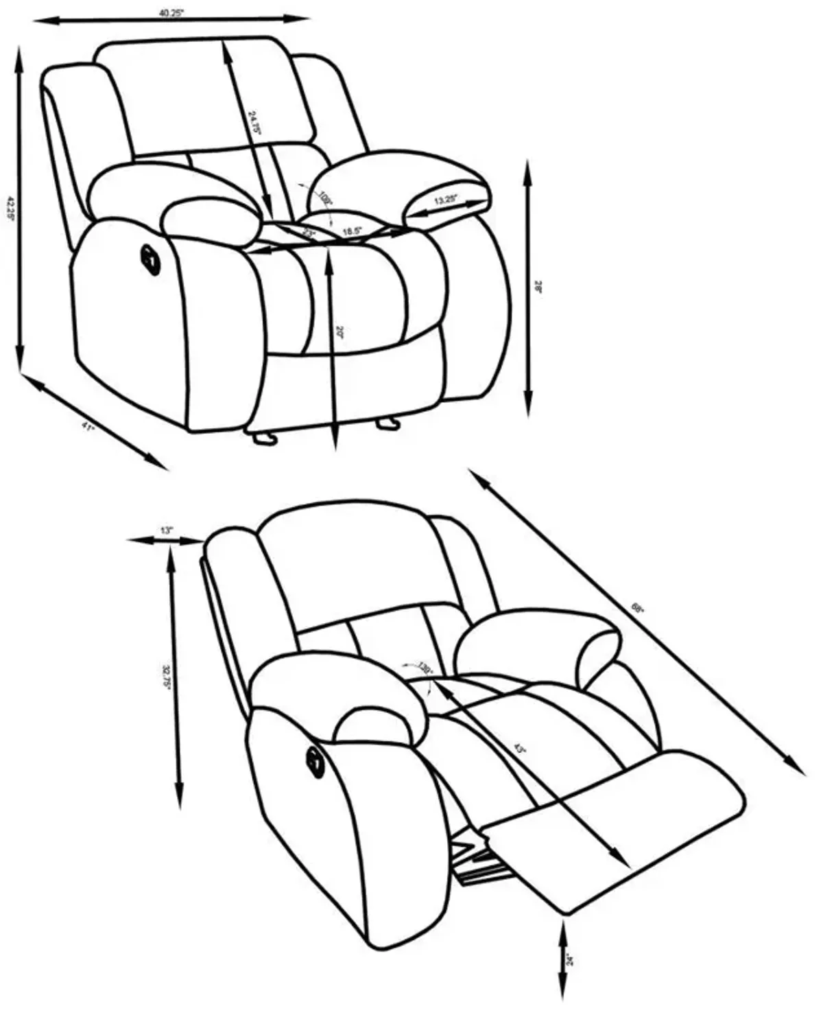 Weissman - Upholstered Padded Arm Glider Recliner - Gray