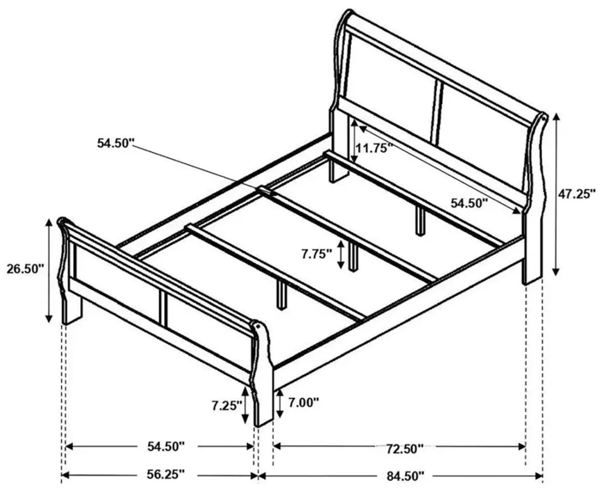 Louis Philippe - Panel Sleigh Bed