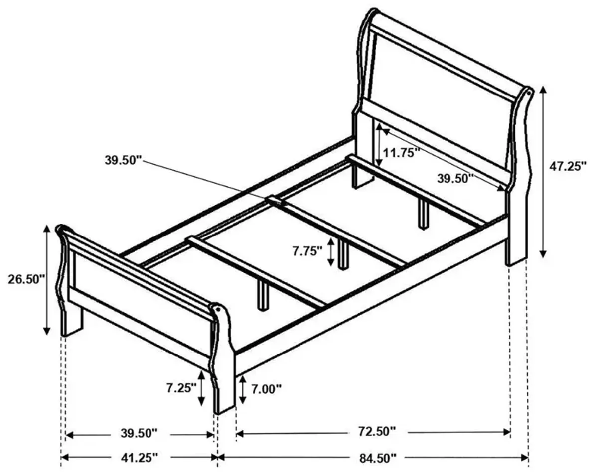 Louis Philippe - Panel Sleigh Bed