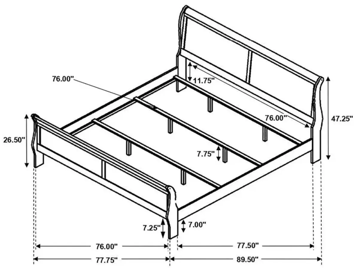 Louis Philippe - Panel Sleigh Bed