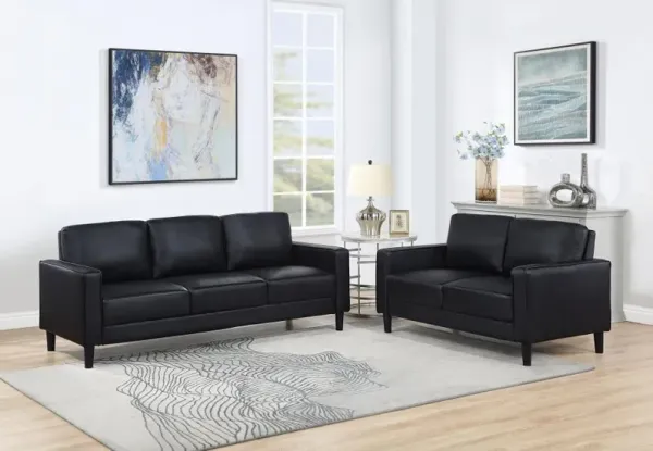 Ruth - Upholstered Track Arm Faux Leather Sofa Set