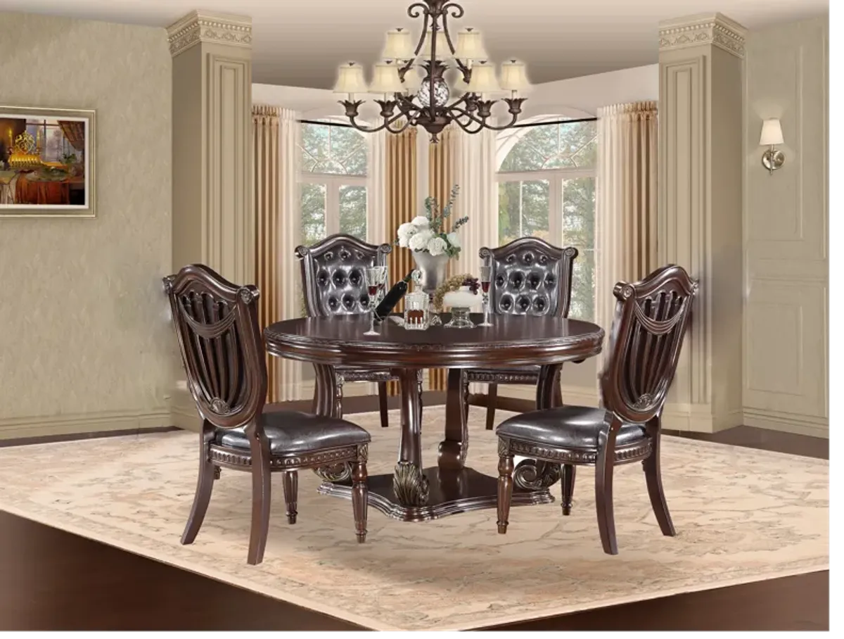 Grand-Cherry 5 Piece Round Dining Room Set