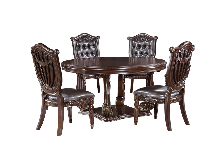 Grand-Cherry 5 Piece Round Dining Room Set