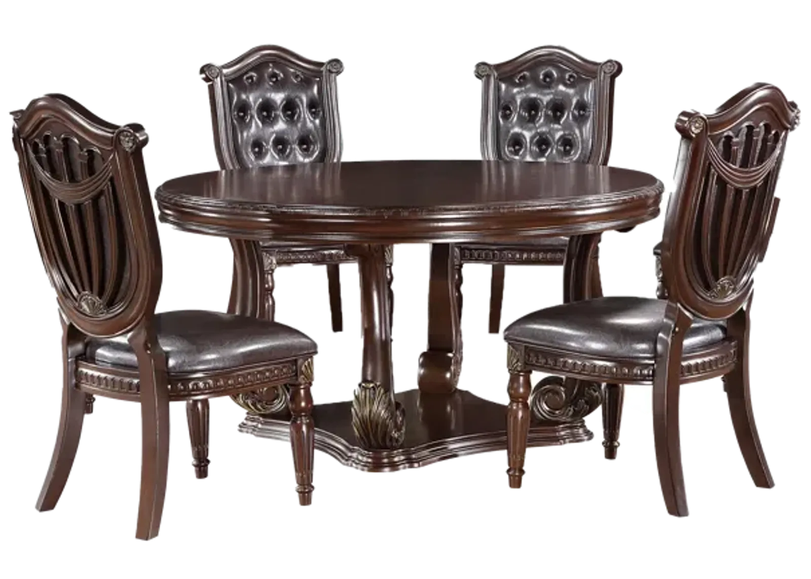 Grand-Cherry 5 Piece Round Dining Room Set