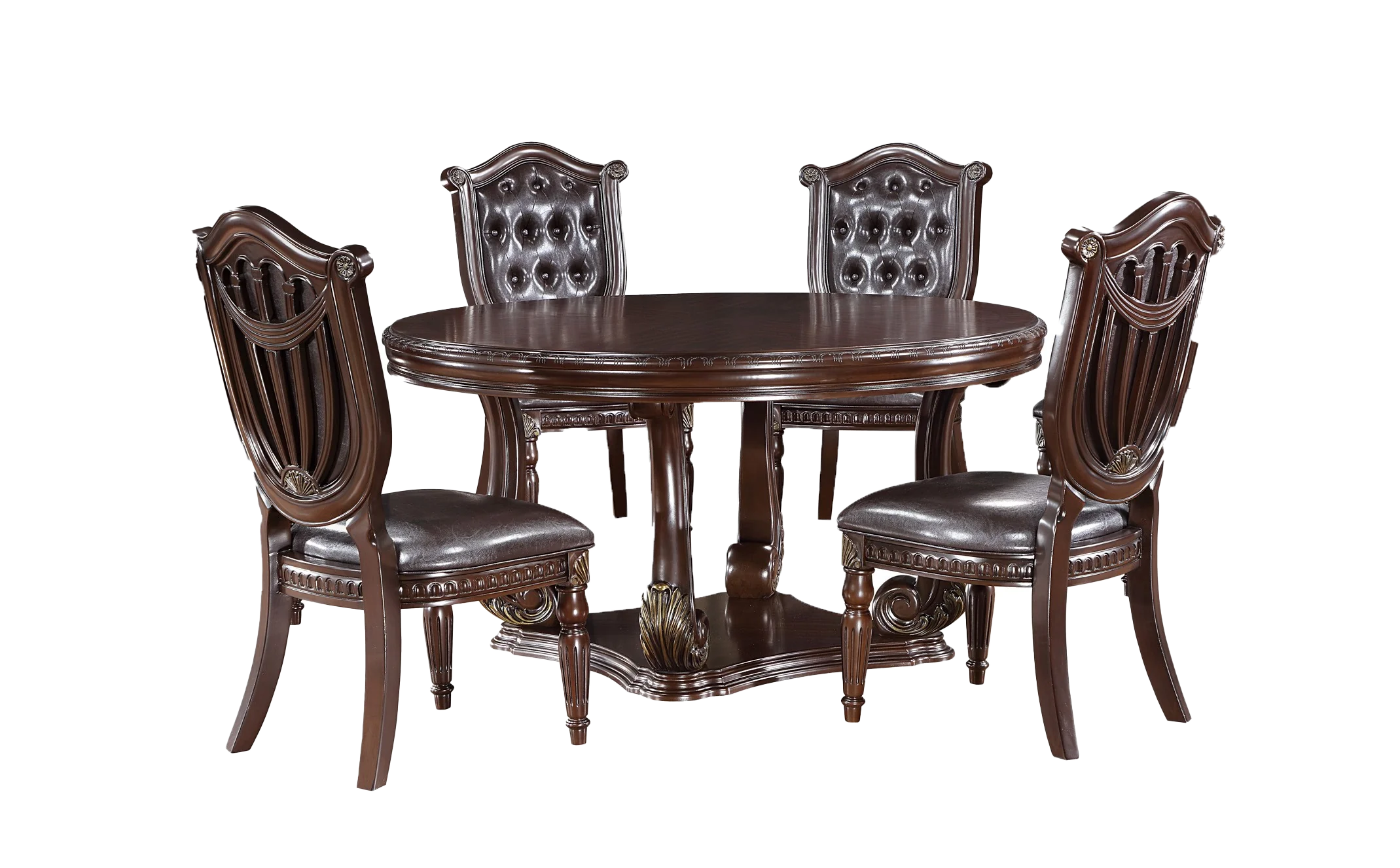 Grand-Cherry 5 Piece Round Dining Room Set