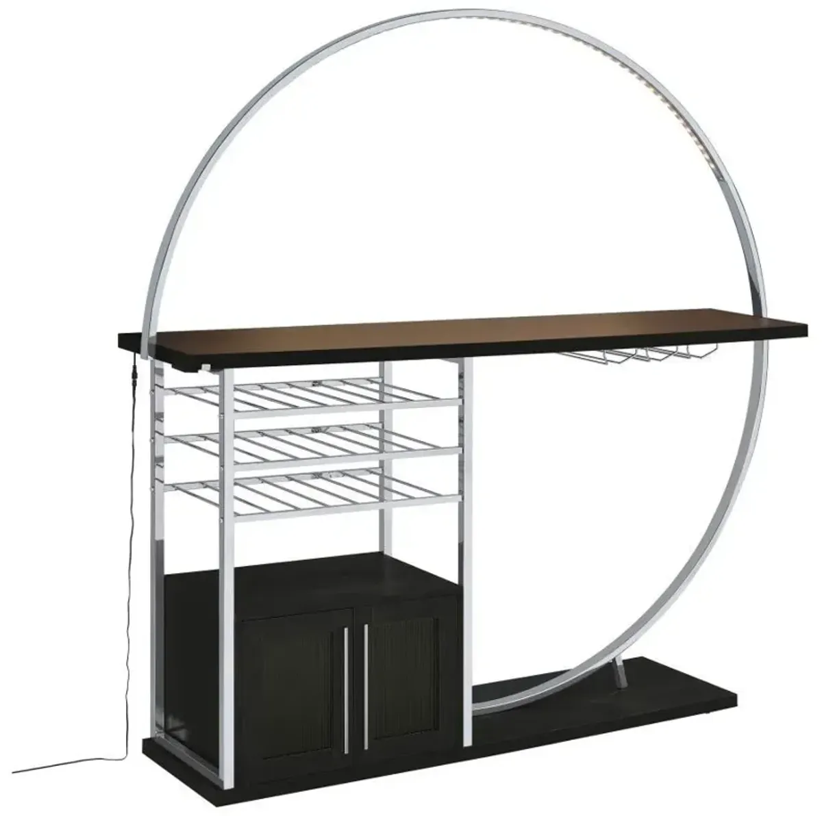 Risley - 2-Door Circular LED Home Bar With Wine Storage