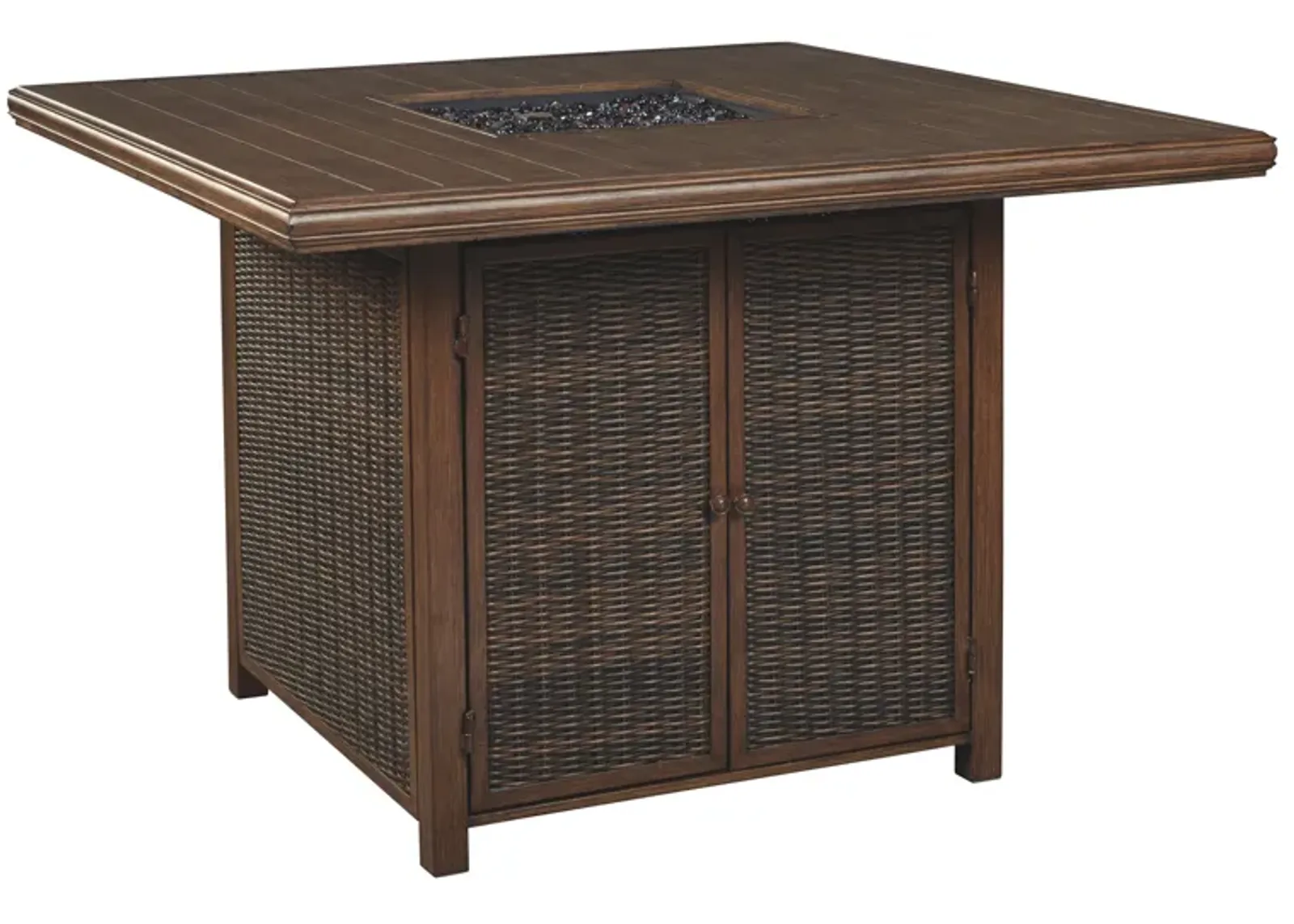 Paradise - Medium Brown - Square Bar Table W/Fire Pit