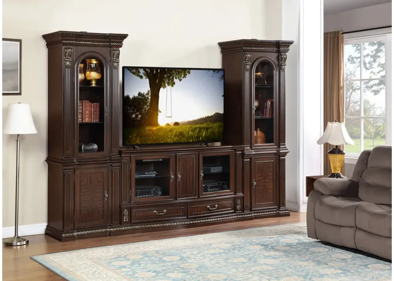 Grand-Cherry 5 Piece Entertainment Center