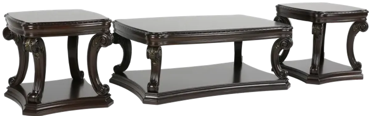 Traditional Cherry 3-Piece Occasional Table Set