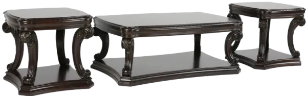 Grand-Cherry 3 Piece Coffee Table Set