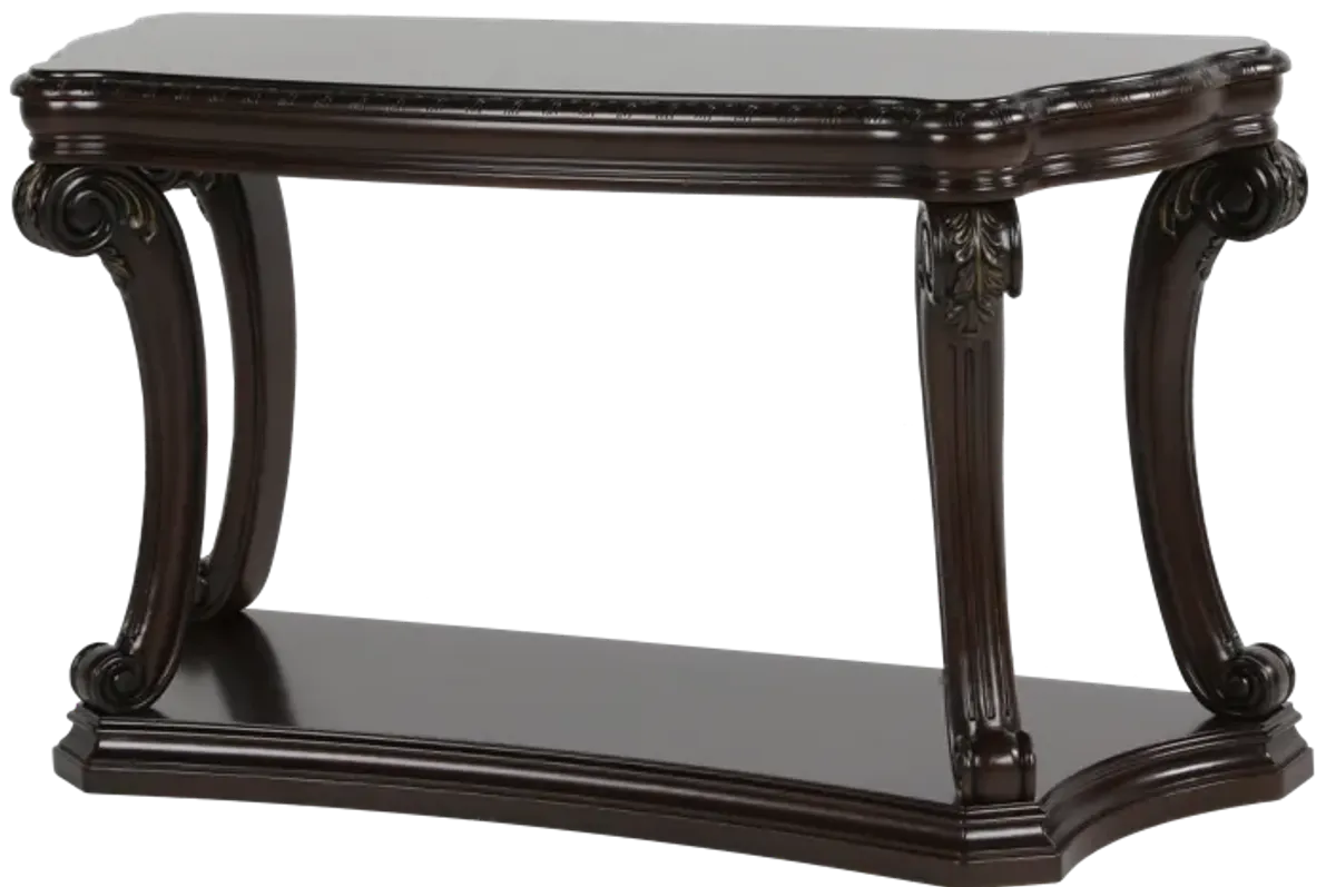 Traditional Cherry Sofa Table with Bottom Shelf