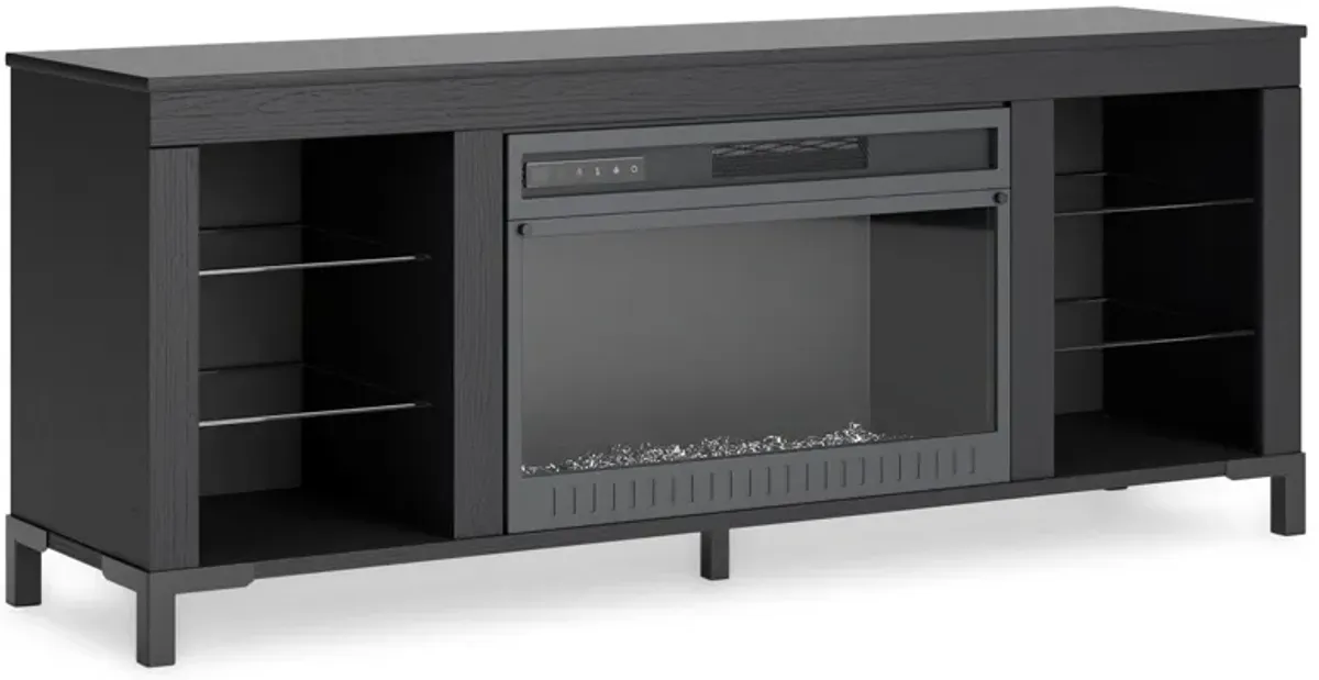 Cayberry - Black - TV Stand With Fireplace