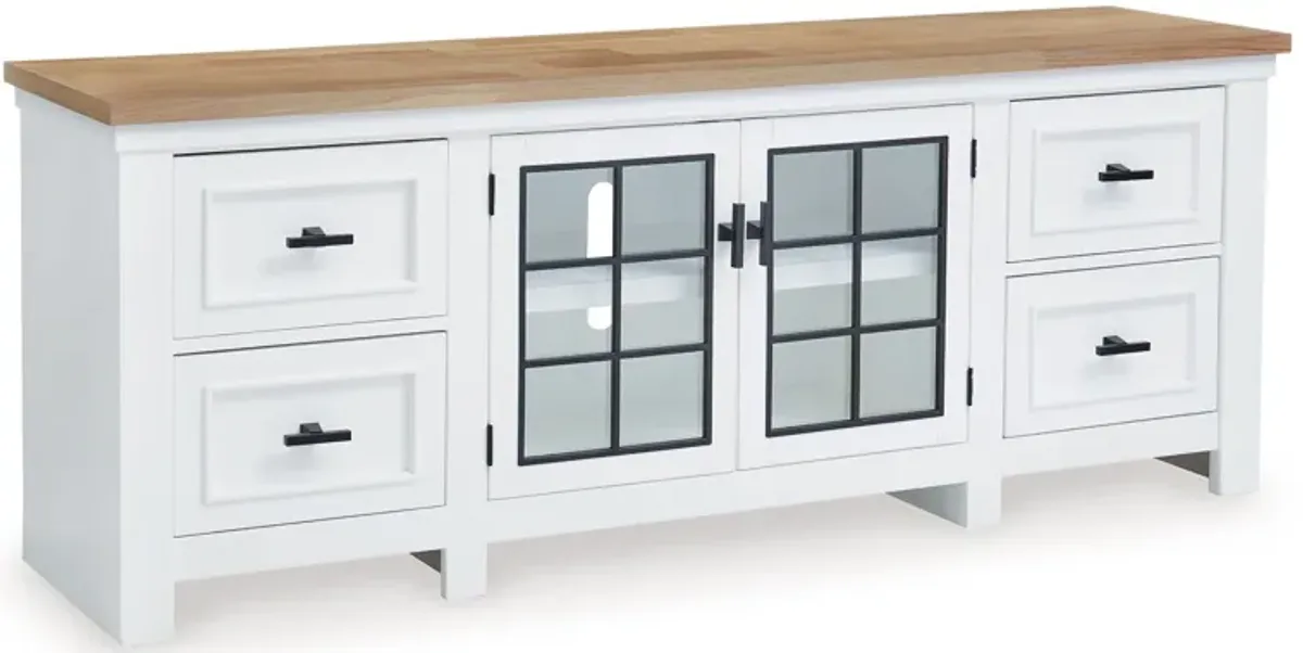 Ashbryn - White / Natural - Extra Large TV Stand