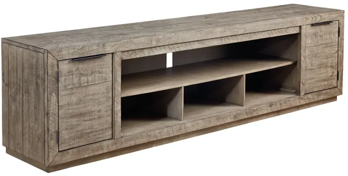 Krystanza - XL TV Stand w/Fireplace Option - Weathered Gray