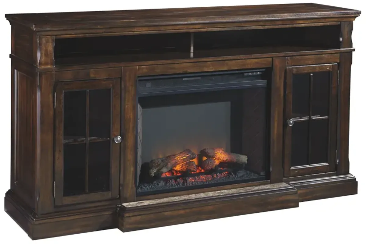 Roddinton - Dark Brown - Xl TV Stand W/Fireplace Option