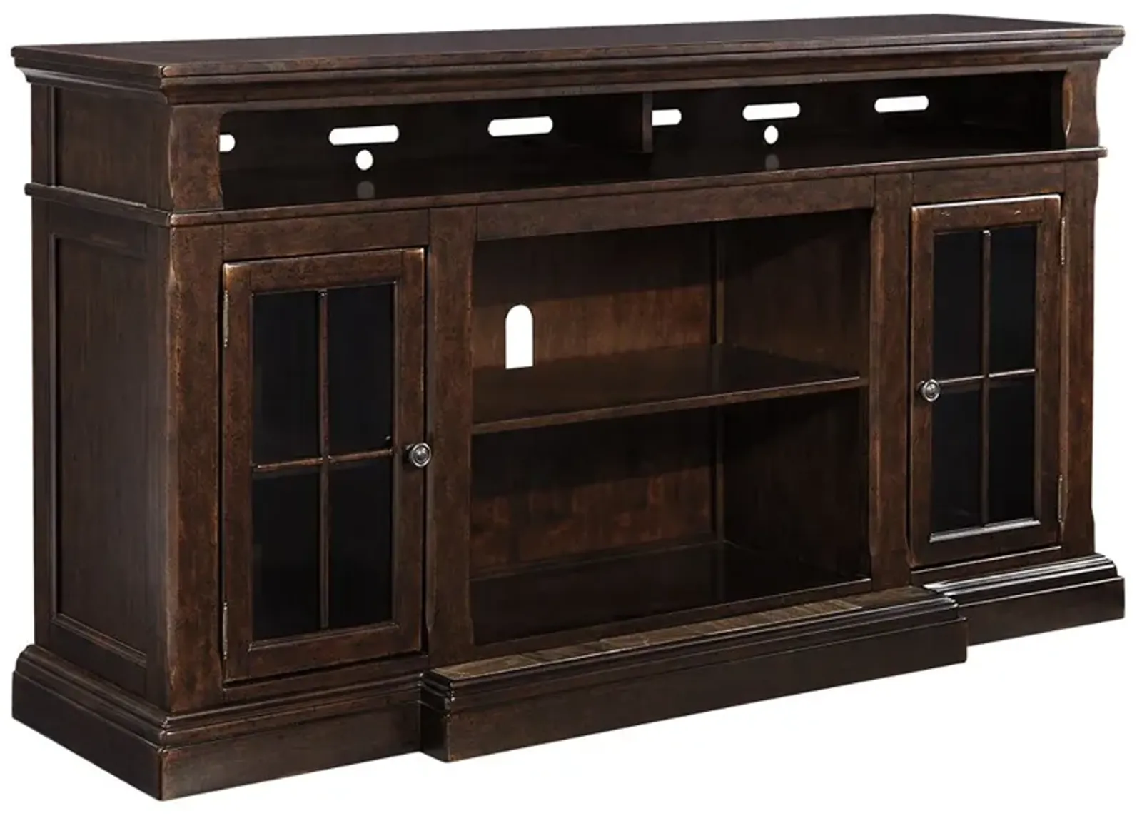 Roddinton - Dark Brown - Xl TV Stand W/Fireplace Option