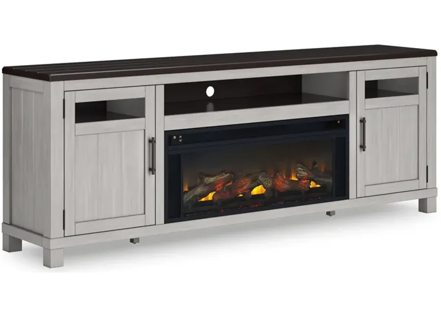 Darborn - Gray / Brown - 88" TV Stand With Electric Infrared Fireplace Insert