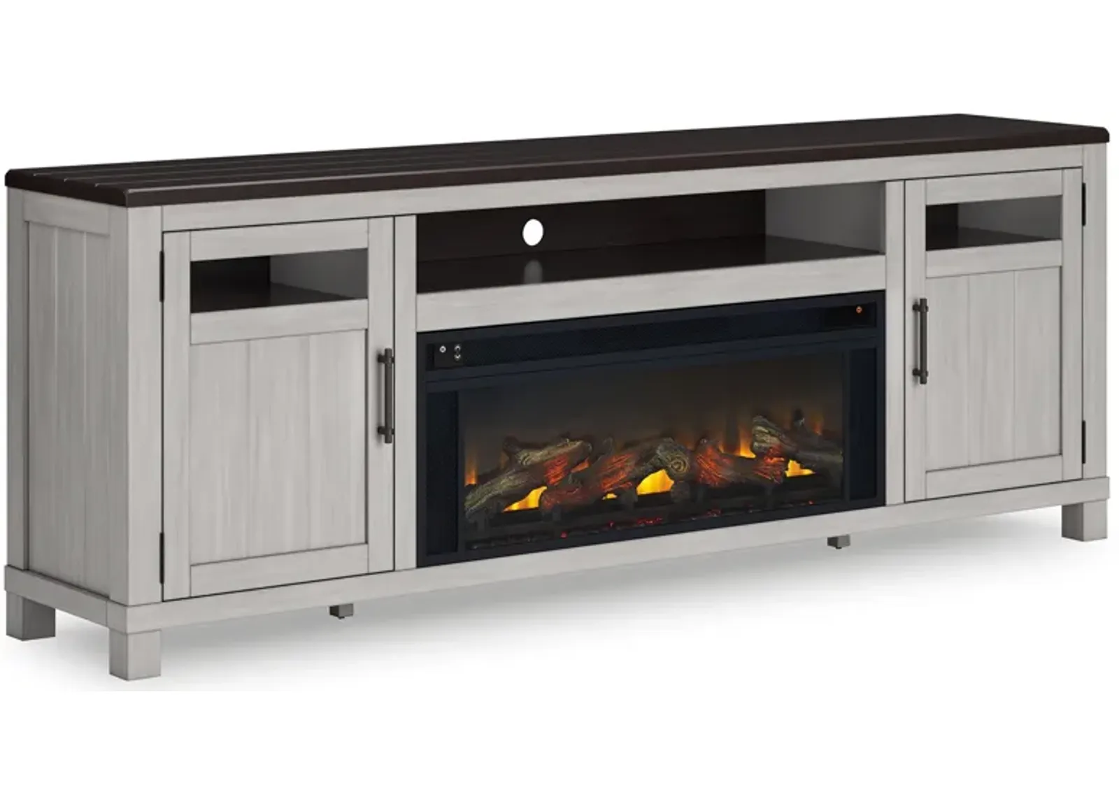 Darborn - Gray / Brown - 88" TV Stand With Electric Infrared Fireplace Insert