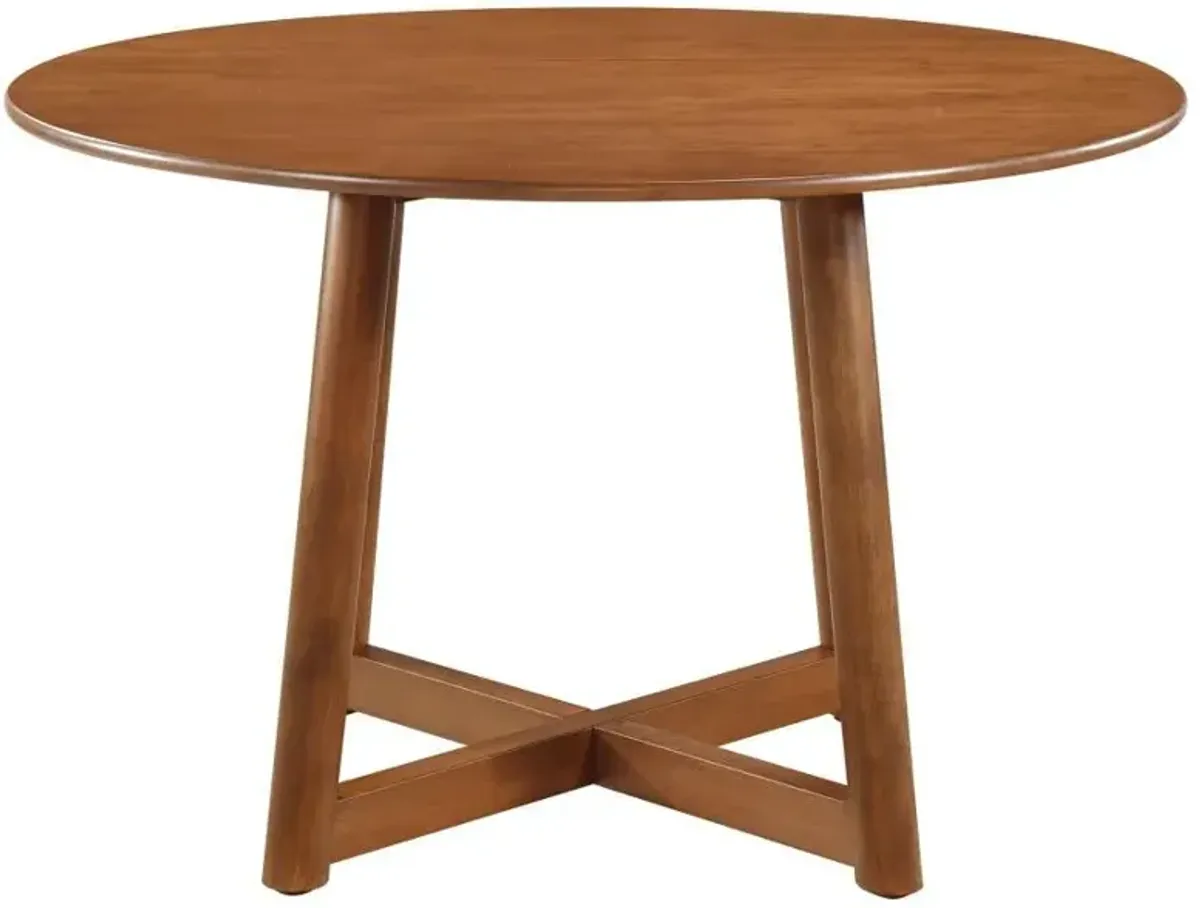 Dinah - 5 Piece Round Solid Wood Dining Set - Walnut