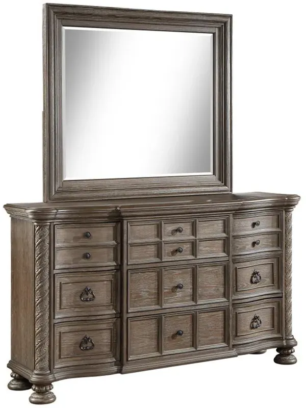 Emmett - 9-Drawer Dresser With Mirror - Walnut