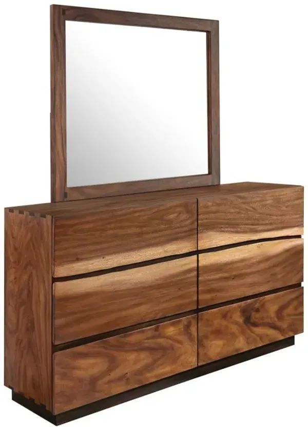 Winslow - 6-Drawer Dresser With Mirror - Smokey Walnut And Coffee Bean