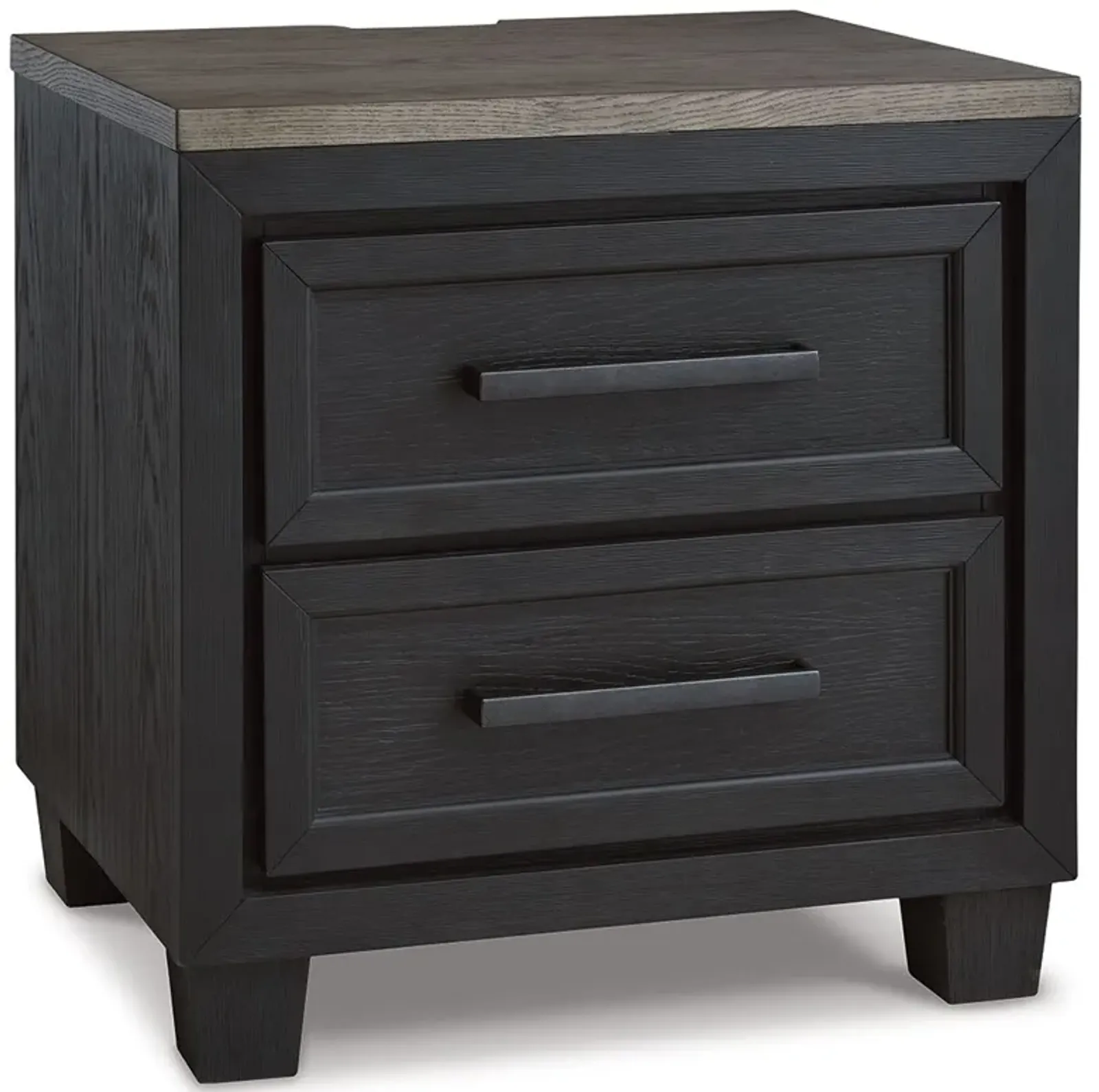 Foyland - Black / Brown - Two Drawer Night Stand