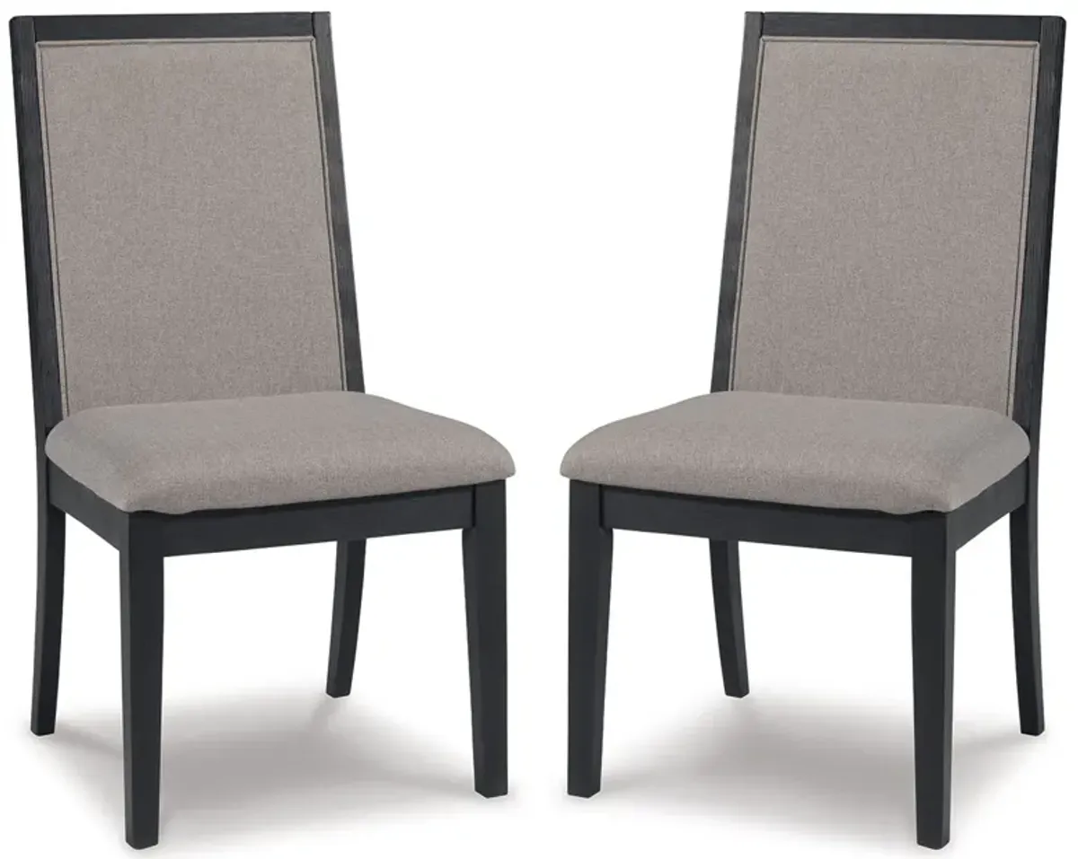 Foyland - Light Gray / Black - Dining Uph Side Chair (Set of 2)