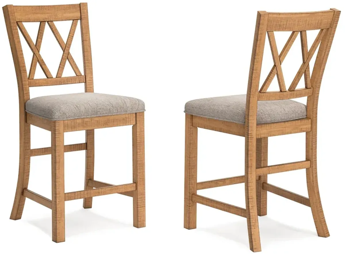 Havonplane - Brown - Upholstered Barstool (Set of 2)