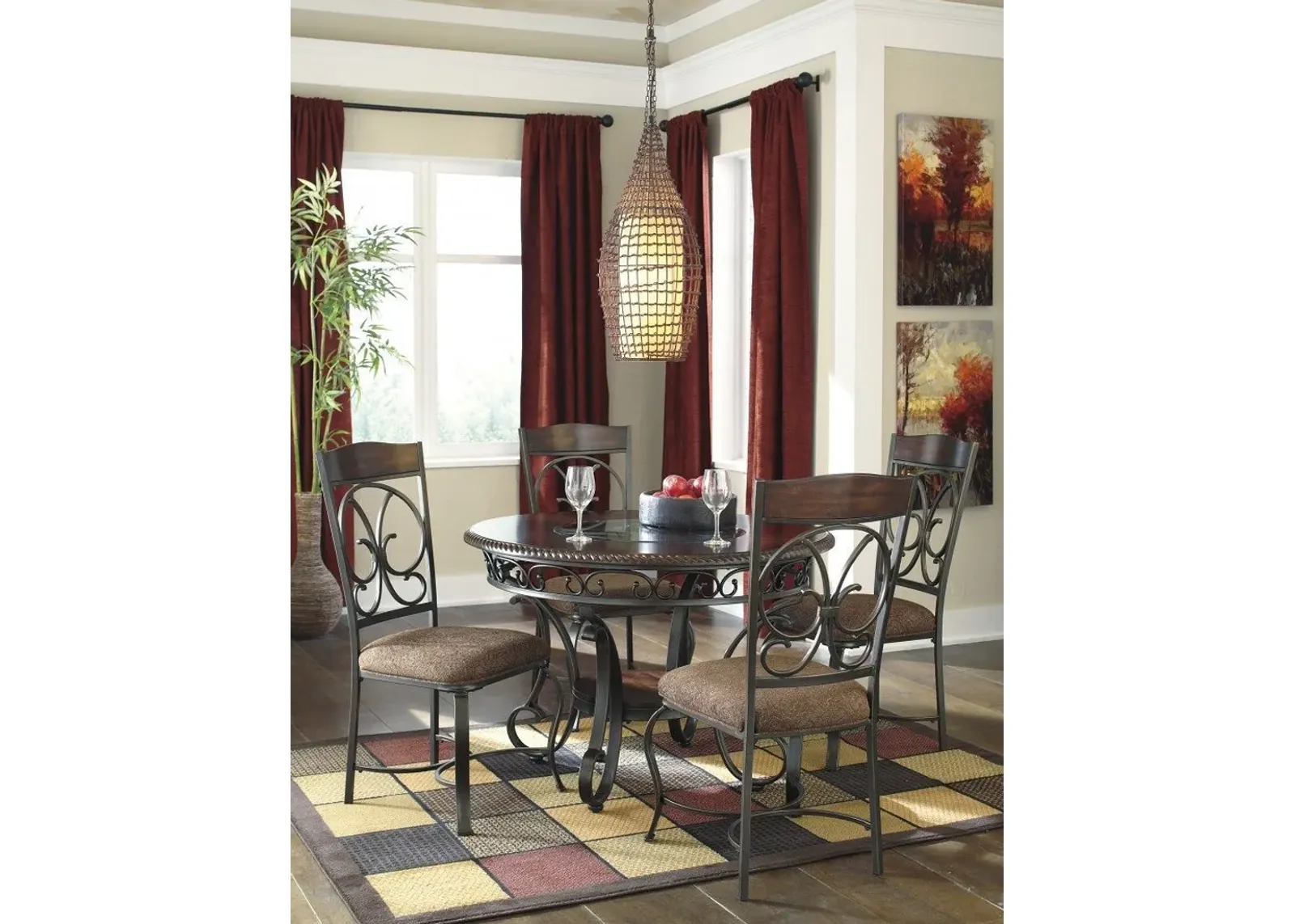 Glambrey - Brown - 5 Pc. - Dining Room Table, 4 Upholstered Side Chairs