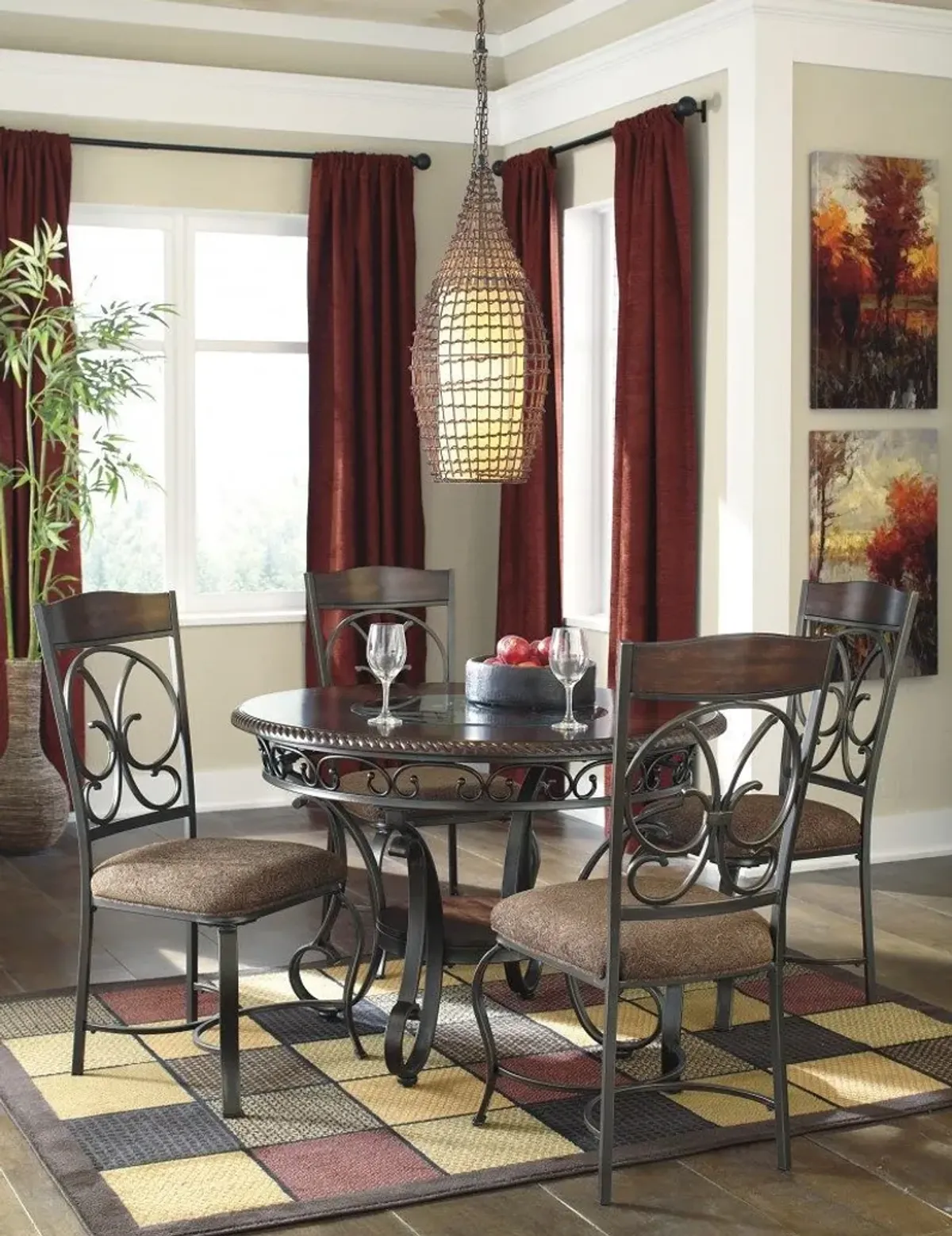 Glambrey - Brown - 5 Pc. - Dining Room Table, 4 Upholstered Side Chairs