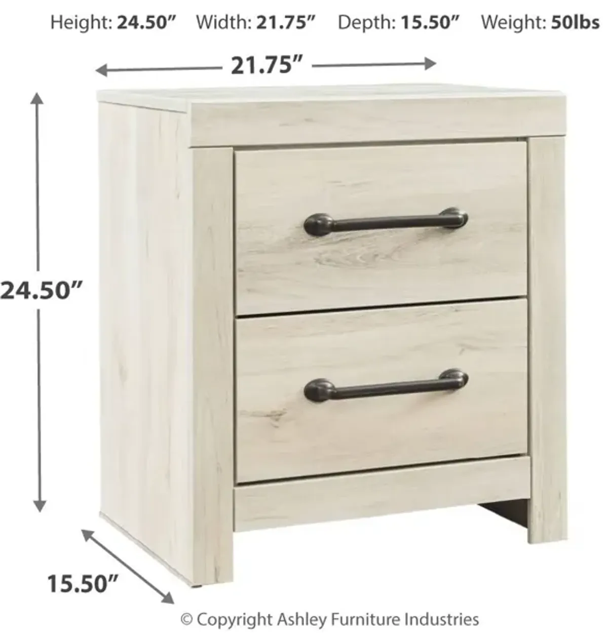 Cambeck - Whitewash - Two Drawer Night Stand