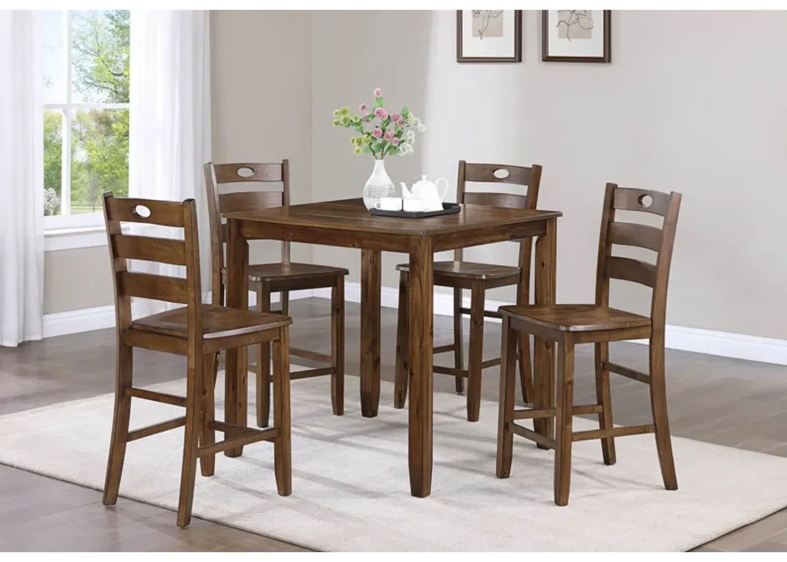 Ashborn - 5 Piece Counter Height Table Set - Brown