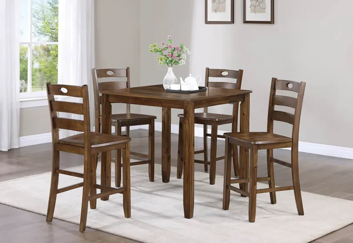 Ashborn - 5 Piece Counter Height Table Set - Brown