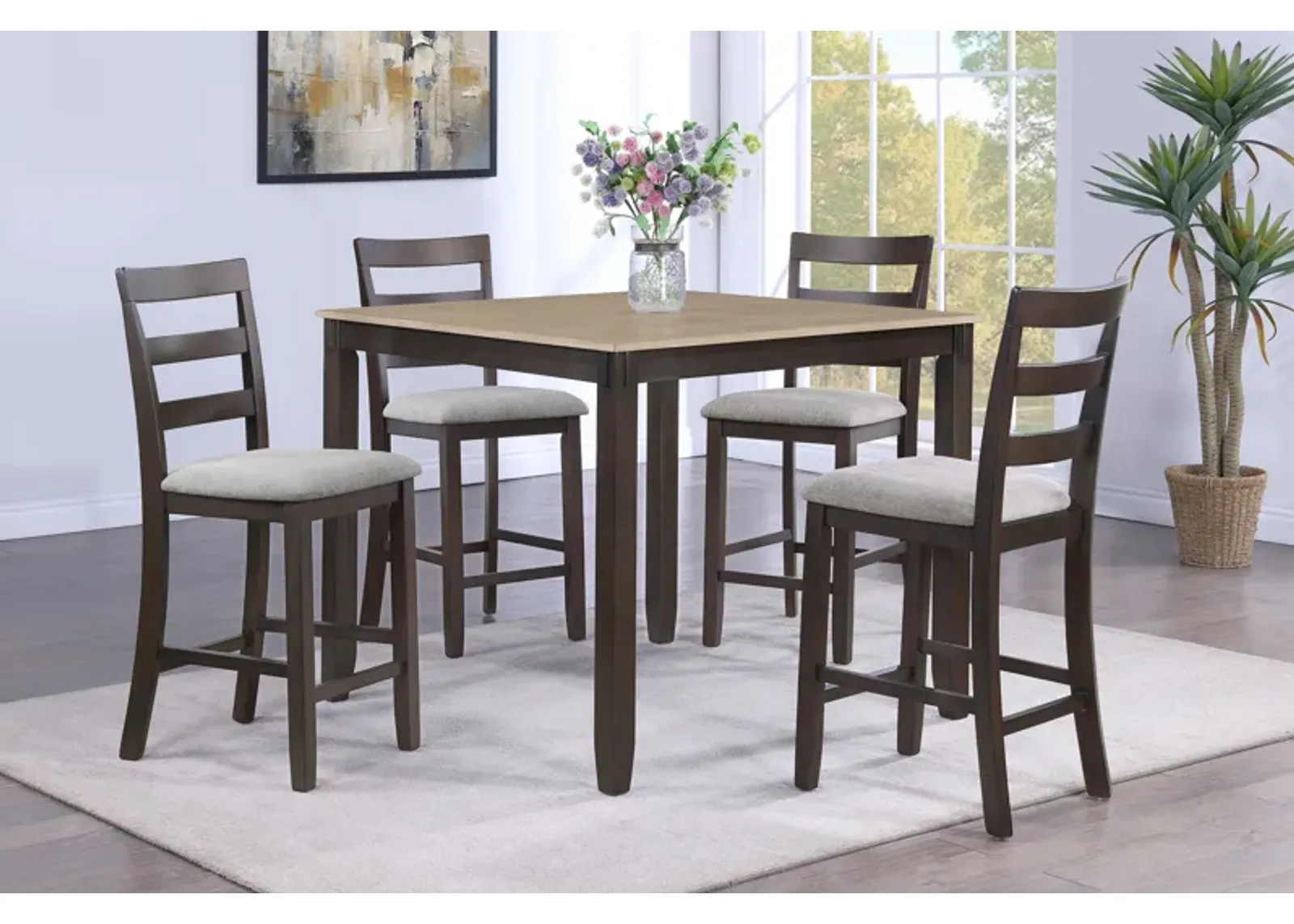 Branson - 5 Piece Counter Height Set - Light Brown