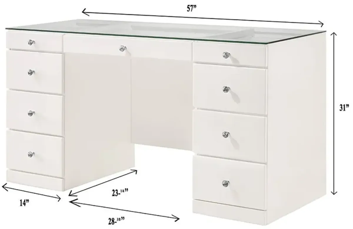 Avery - Vanity Desk With Glass Top