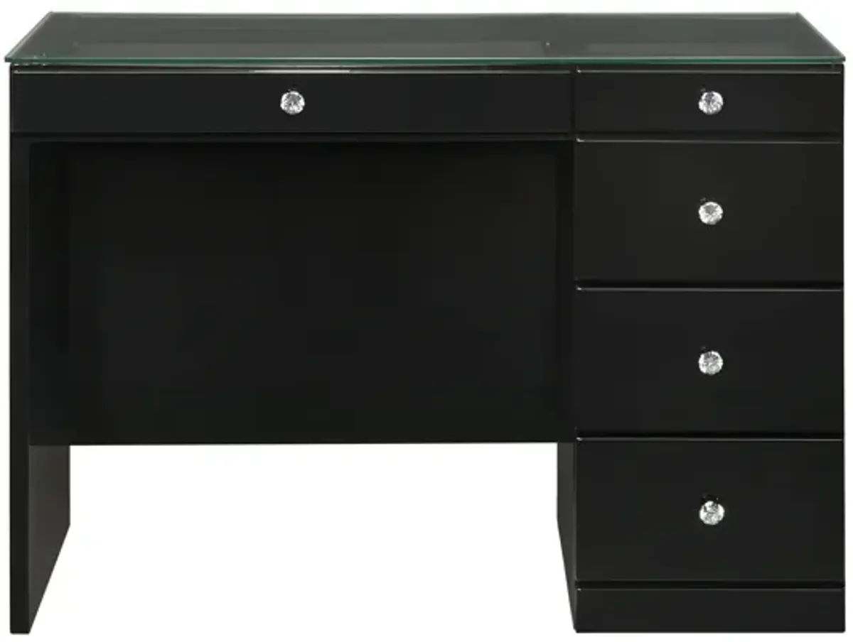 Morgan - Vanity Desk With Glass Top And Led Mirror