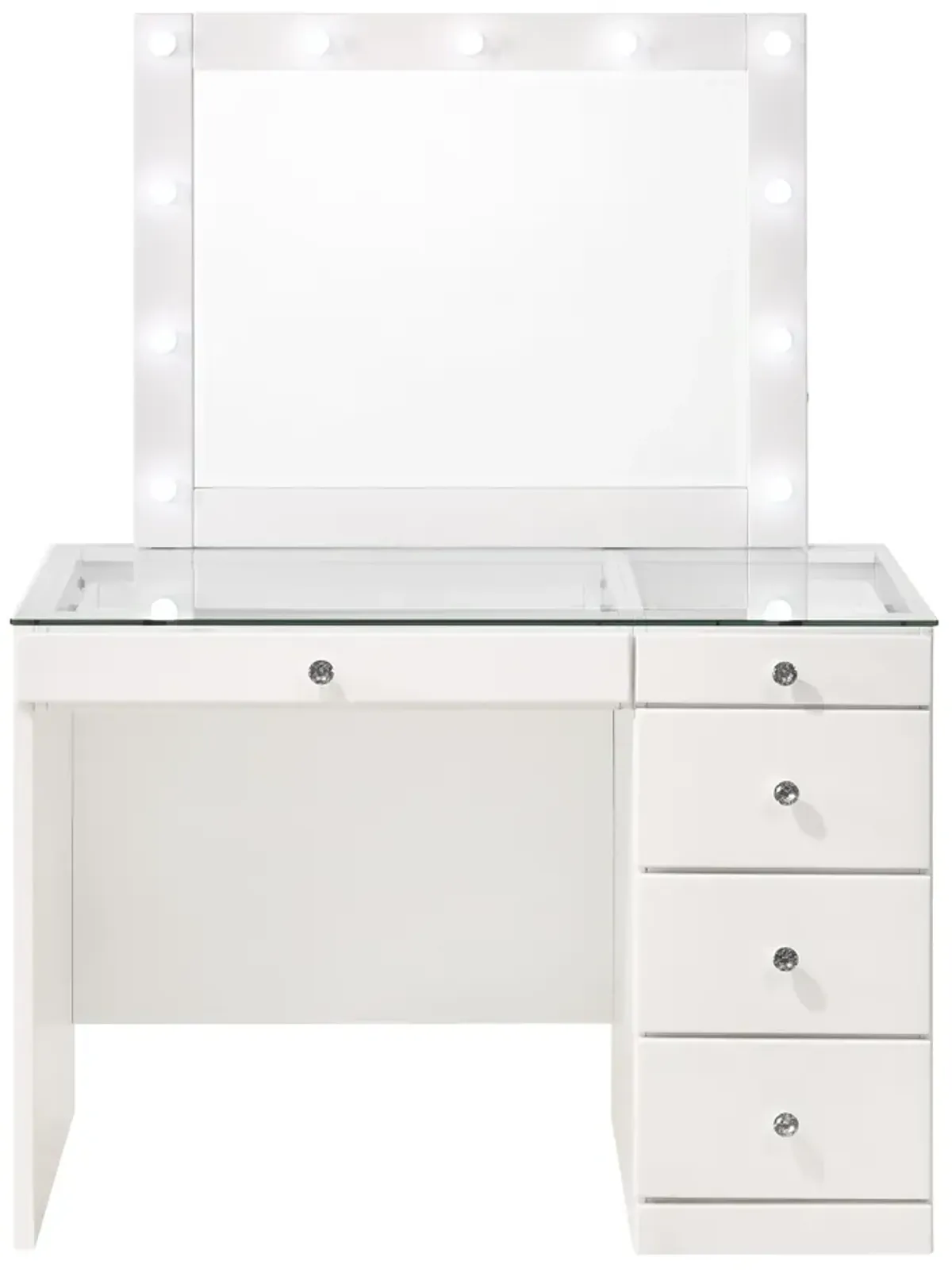 Morgan - Vanity Desk With Glass Top And Led Mirror