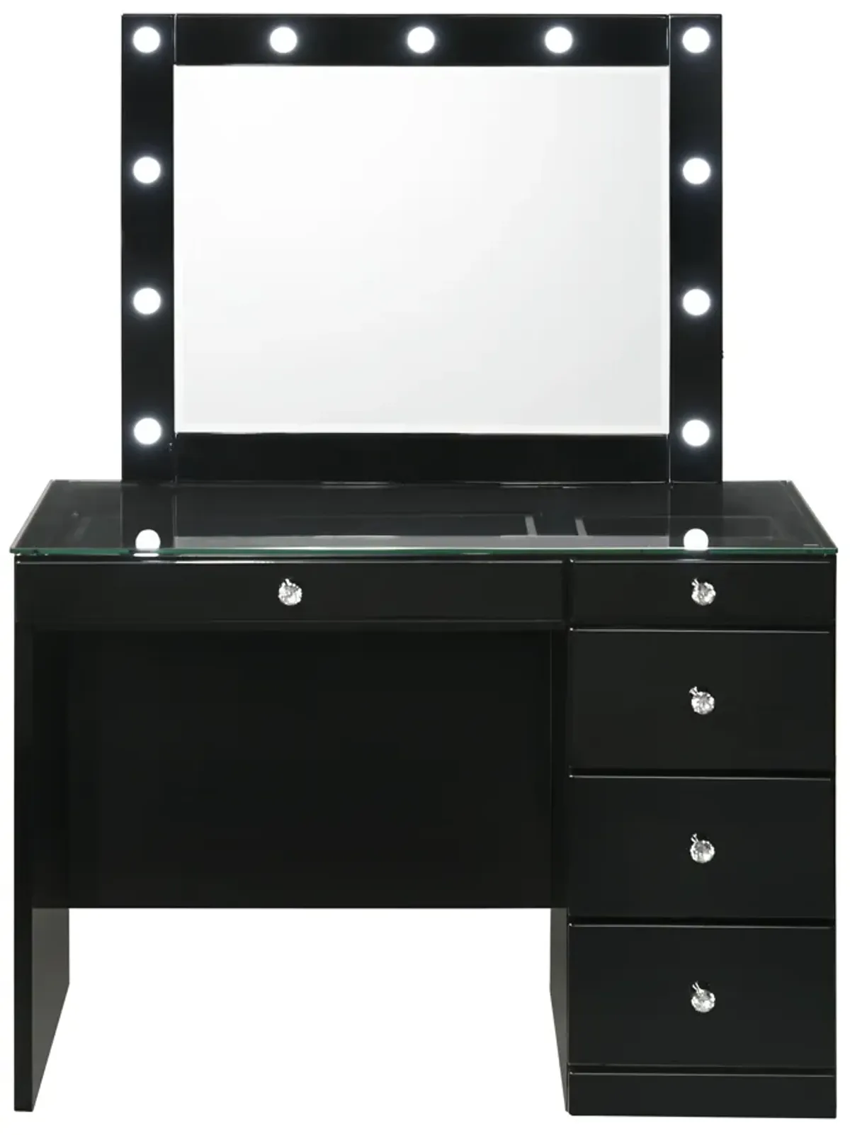 Morgan - Vanity Desk With Glass Top And Led Mirror