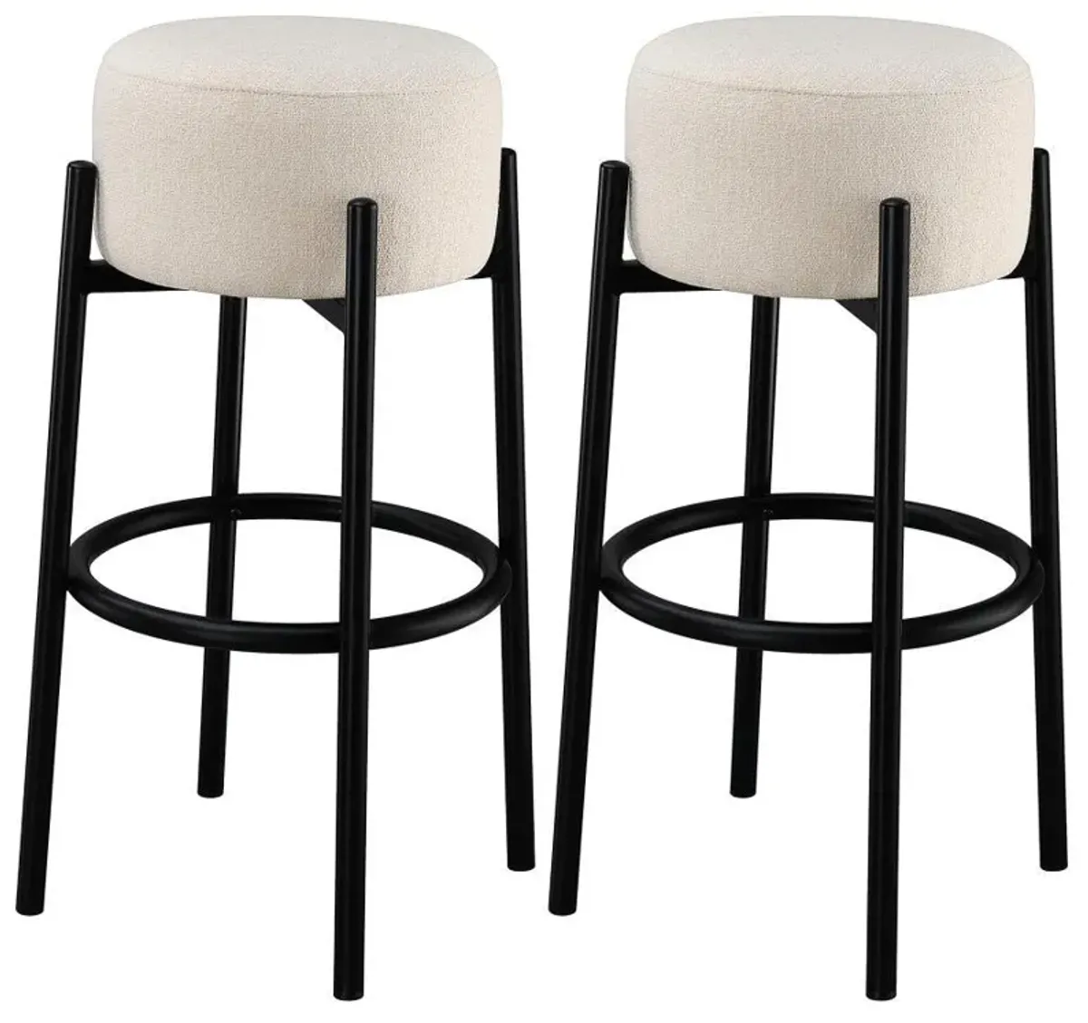 Leonard - Upholstered Backless Round Stools (Set of 2)