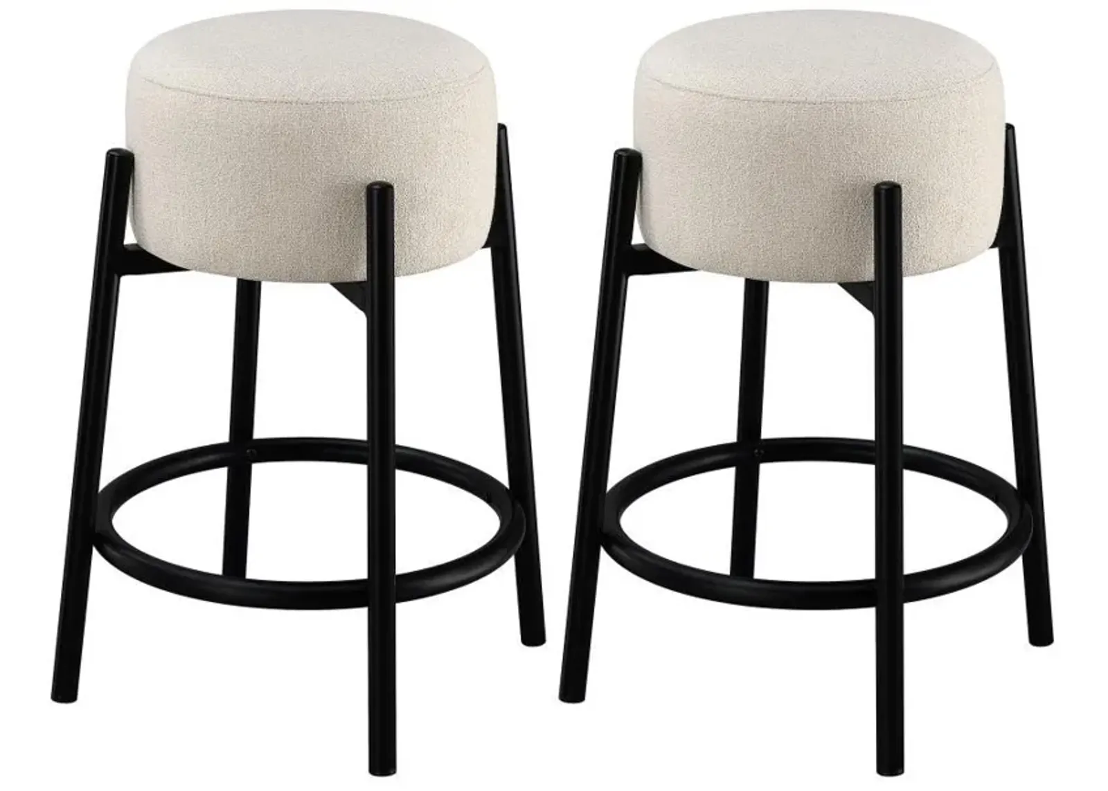 Leonard - Upholstered Backless Round Stools (Set of 2)