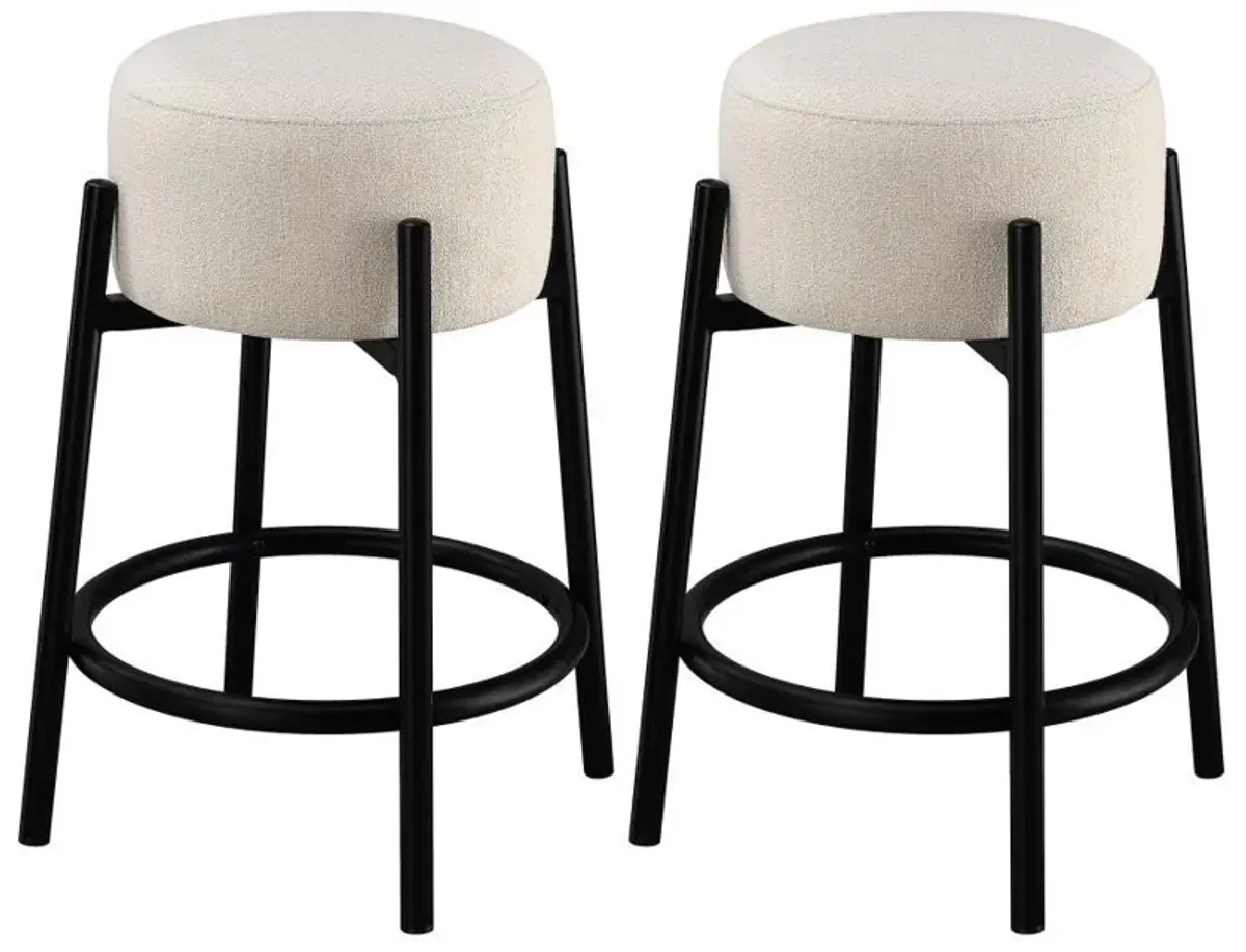 Leonard - Upholstered Backless Round Stools (Set of 2)