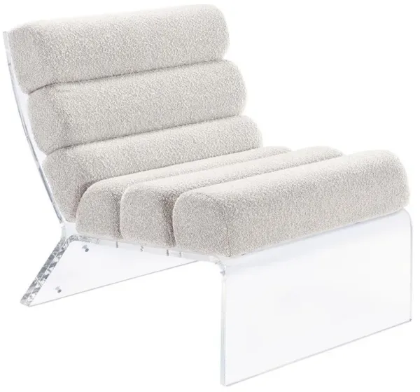 Serreta - Boucle Upholstered Armless Accent Chair With Clear Acrylic Frame