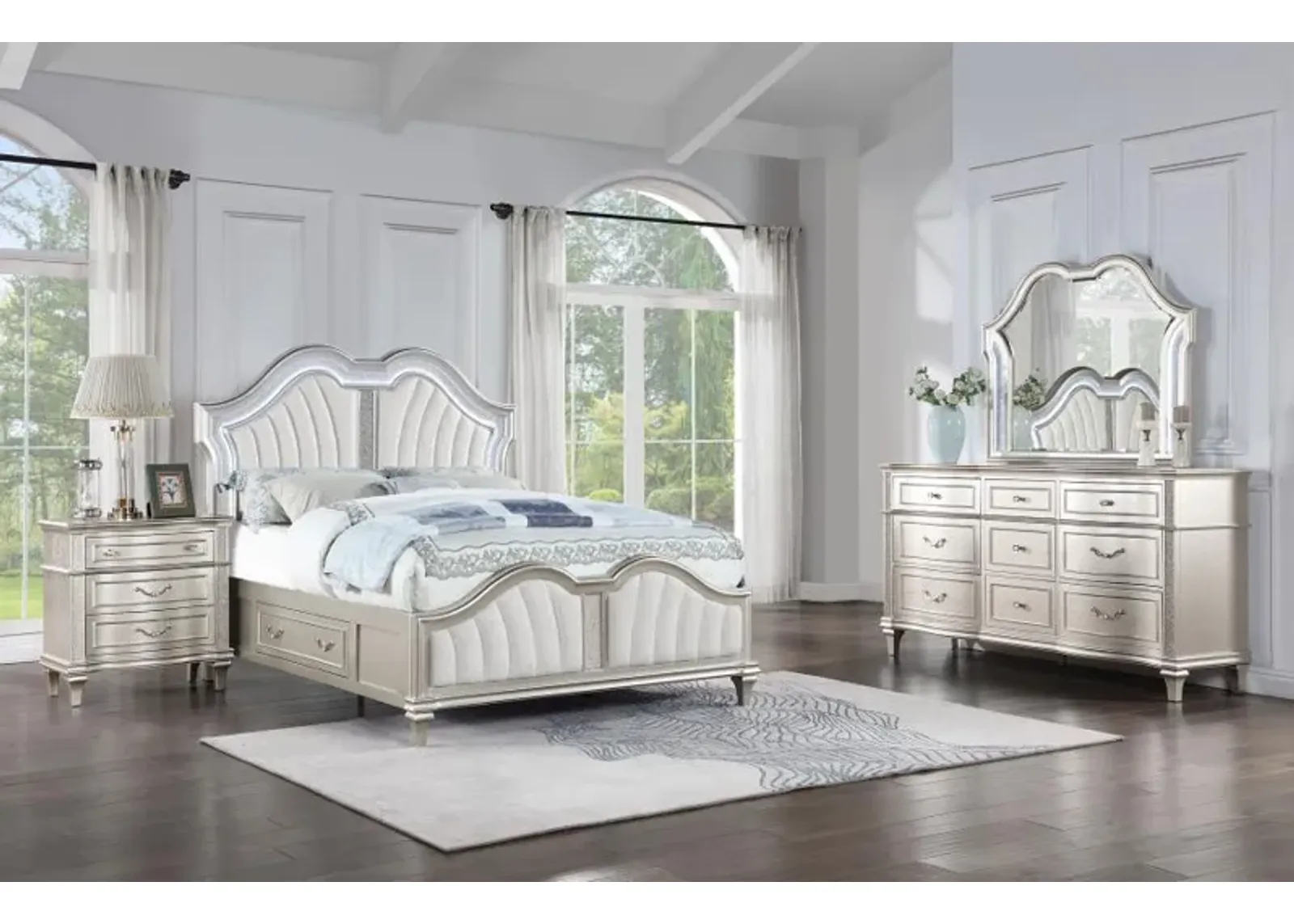 Evangeline - Storage Bedroom Set With LED Headboard