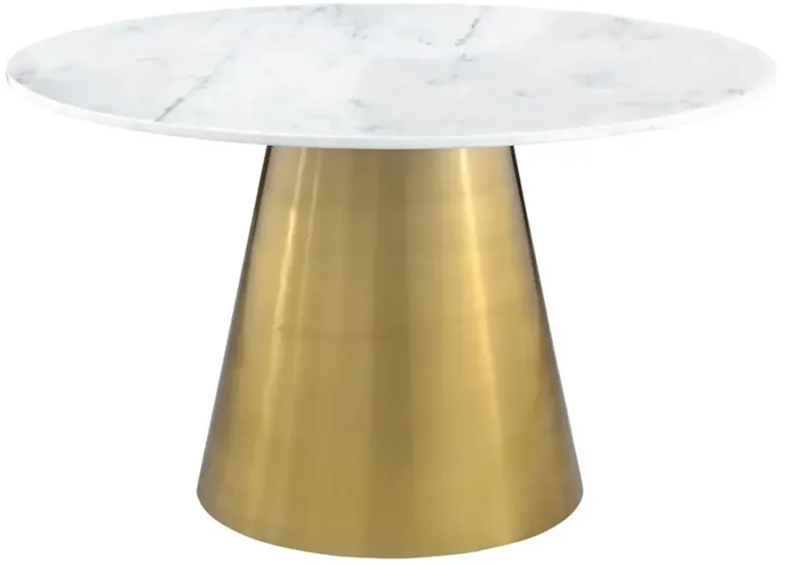 Ambrose - Round Marble Top Dining Table - Brushed Gold